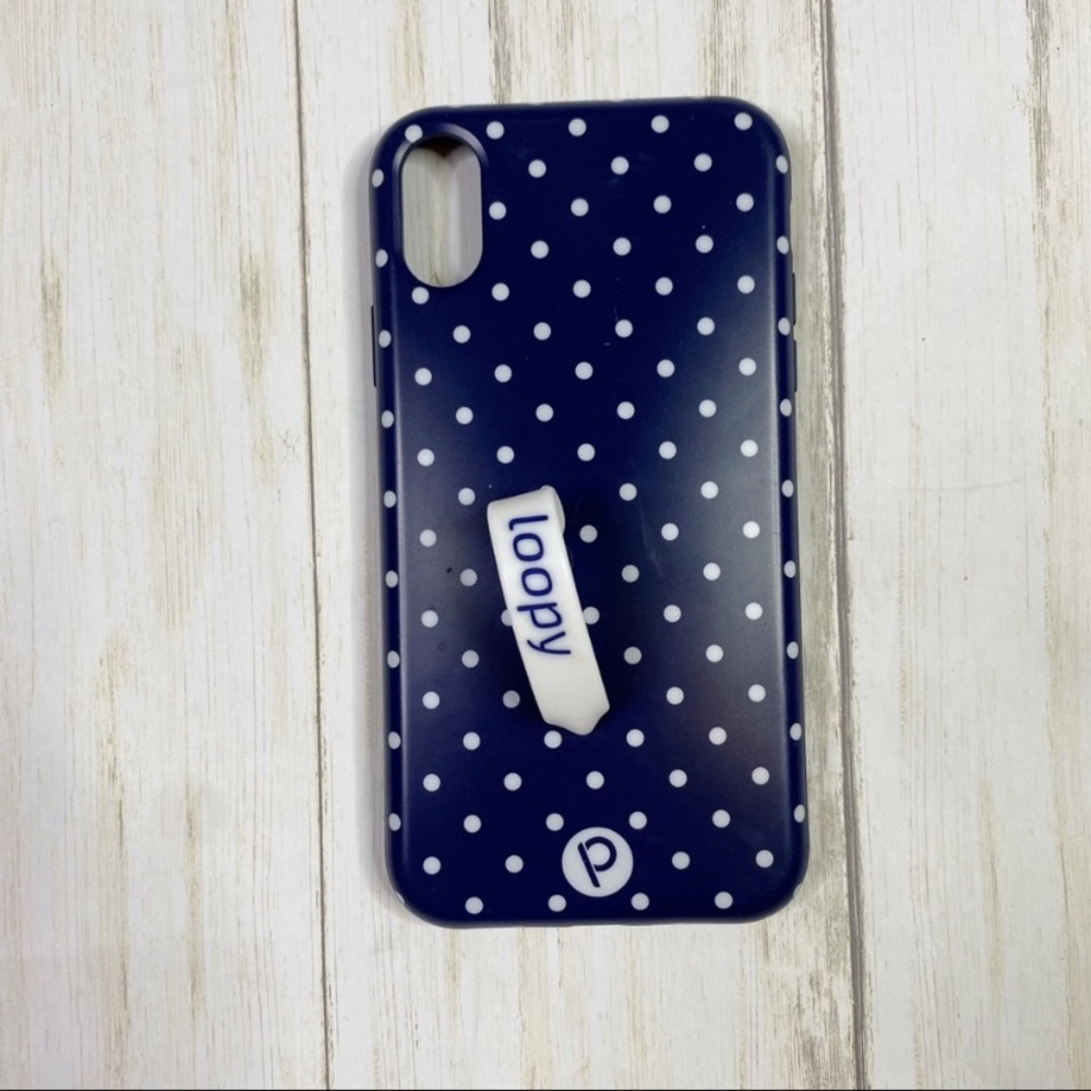 Loopy X / Xs Blue & White Polka Dot Phone Case